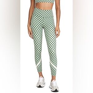 Tory Sport Green and White Checkered Leggings